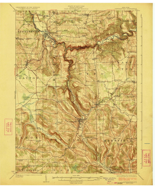 Cattaraugus, NY 1923 (1923) USGS Old Topo Map 15x15 NY Quad