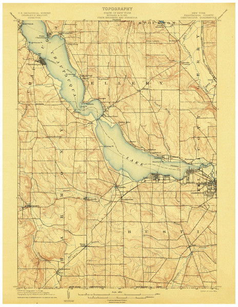 Chautaqua, NY 1904 (1904) USGS Old Topo Map 15x15 NY Quad