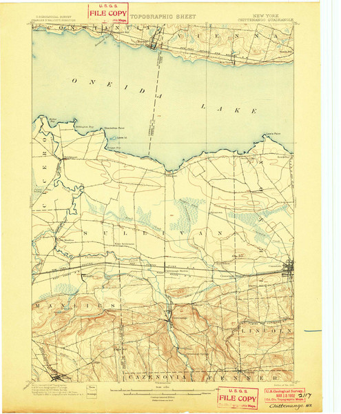 Chittenango, NY 1902 (1902) USGS Old Topo Map 15x15 NY Quad