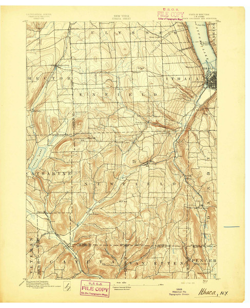 Ithaca, NY 1895 (1895) USGS Old Topo Map 15x15 NY Quad