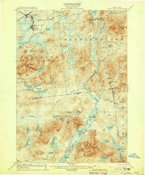 Long Lake, NY 1904 (1904) USGS Old Topo Map 15x15 NY Quad
