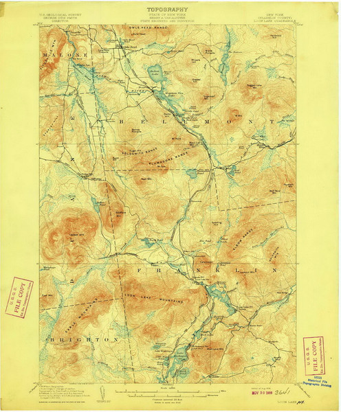 Loon Lake, NY 1908 (1908) USGS Old Topo Map 15x15 NY Quad