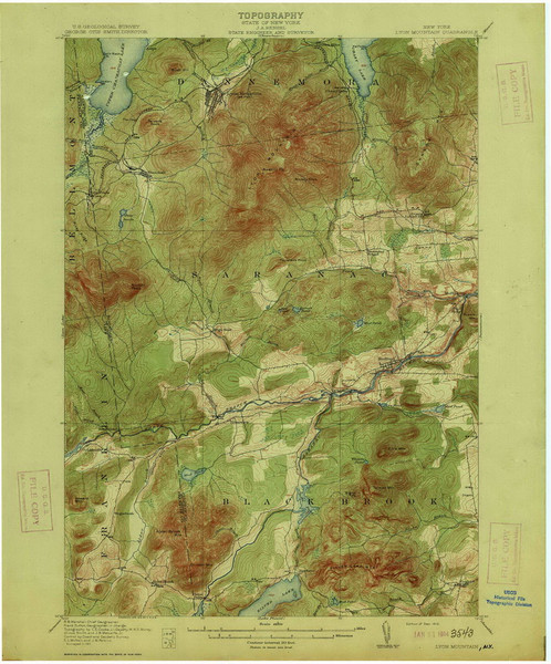 Lyon Mountain, NY 1913 (1913) USGS Old Topo Map 15x15 NY Quad