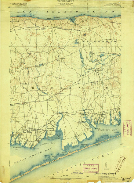 Moriches, NY 1904 (1904) USGS Old Topo Map 15x15 NY Quad