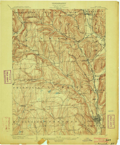 Norwich, NY 1903 (1903) USGS Old Topo Map 15x15 NY Quad