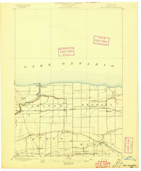 Oak Orchard, NY 1897 (1897) USGS Old Topo Map 15x15 NY Quad