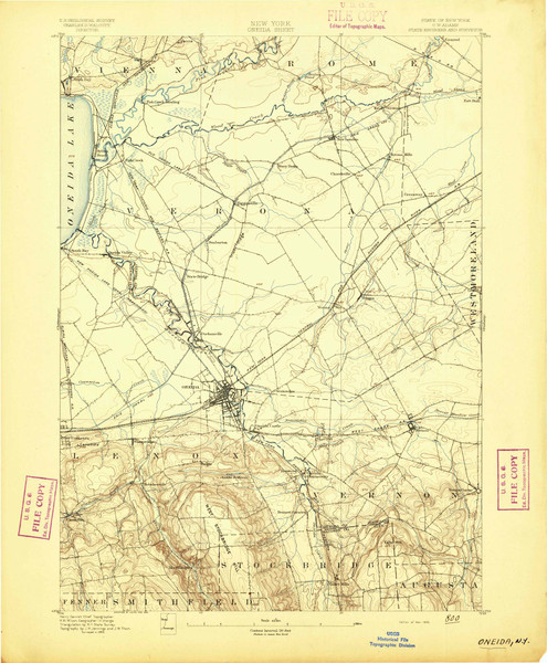 Oneida, NY 1895 (1895) USGS Old Topo Map 15x15 NY Quad