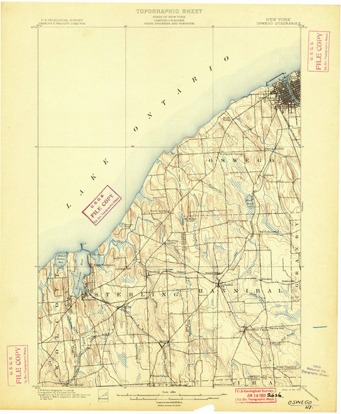 Oswego, NY 1900 (1900) USGS Old Topo Map 15x15 NY Quad