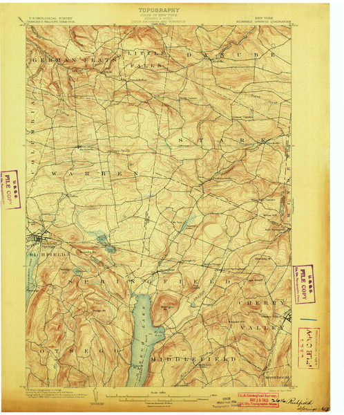 Richfield Springs, NY 1903 (1903) USGS Old Topo Map 15x15 NY Quad