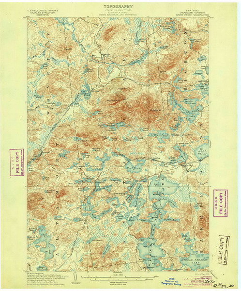 Saint Regis, NY 1905 (1905) USGS Old Topo Map 15x15 NY Quad
