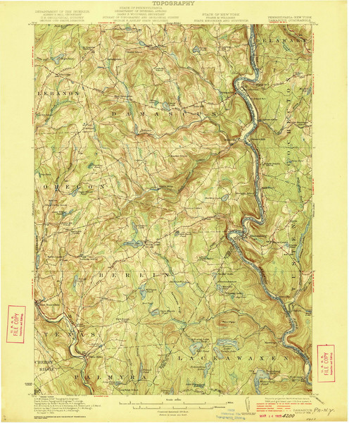 Damascus, PA 1923 (1923) USGS Old Topo Map 15x15 NY Quad