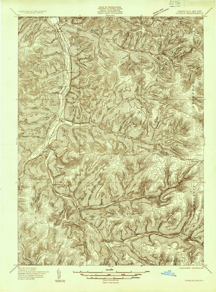Kinzua, PA 1936 (1936) USGS Old Topo Map 15x15 NY Quad