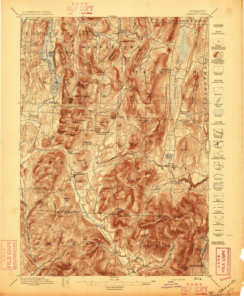 Pawlet, VT 1897 (1897) USGS Old Topo Map 15x15 NY Quad