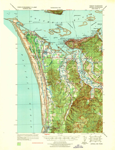 Astoria, Oregon 1939 (1939) USGS Old Topo Map 15x15 OR Quad