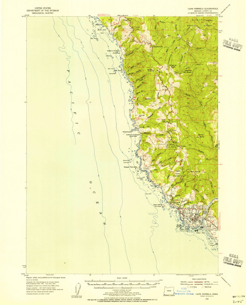 Cape Ferrelo, Oregon 1954 (1956) USGS Old Topo Map 15x15 OR Quad