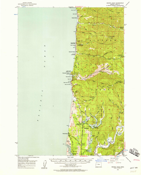 Heceta Head, Oregon 1956 (1958) USGS Old Topo Map 15x15 OR Quad Heceta Head, Oregon 1956 (1958) USGS Old Topo Map 15x15 OR Quad