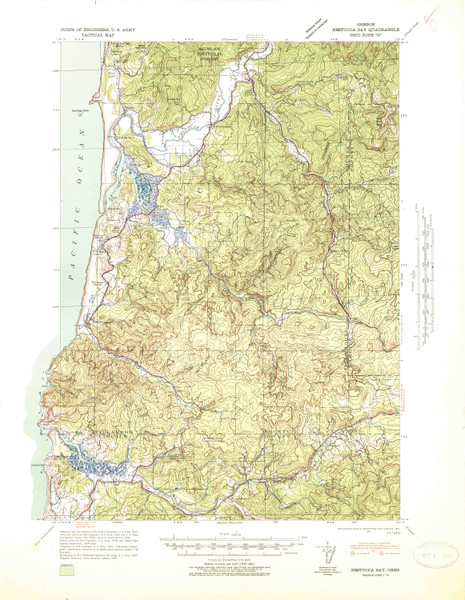 Nestucca Bay, Oregon 1941 (1941) USGS Old Topo Map 15x15 OR Quad