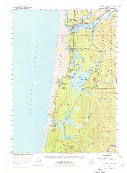 Siltcoos Lake, Oregon 1956 (1976) USGS Old Topo Map 15x15 OR Quad