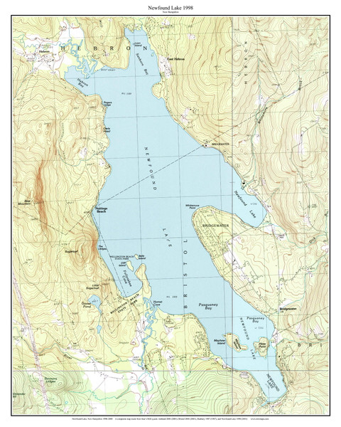 Newfound Lake 1998-2000 - Custom USGS Old Topo Map - New Hampshire