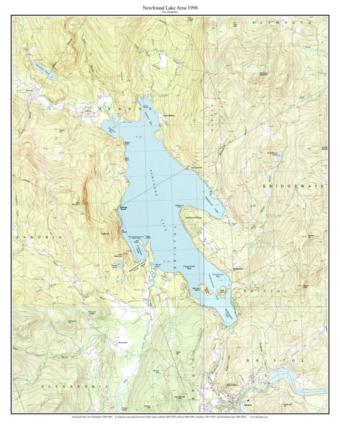 Newfound Lake Area 1998-2000 - Custom USGS Old Topo Map - New Hampshire