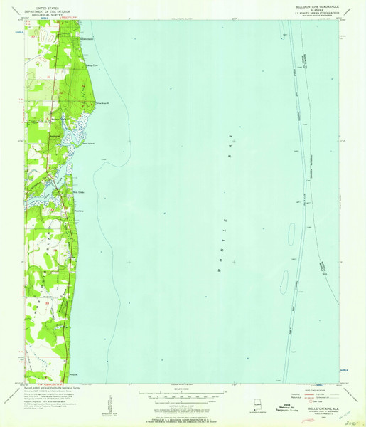 Bellefontaine, Alabama 1956 (1957) USGS Old Topo Map Reprint 7x7 AL Quad 303208 Bellefontaine, Alabama 1956 (1957) USGS Old Topo Map Reprint 7x7 AL Quad 303208