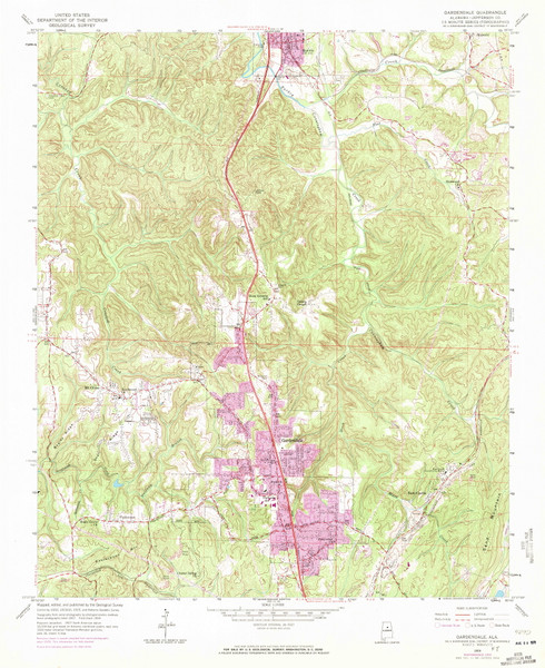 Gardendale, Alabama 1959 (1971) USGS Old Topo Map Reprint 7x7 AL Quad 303942