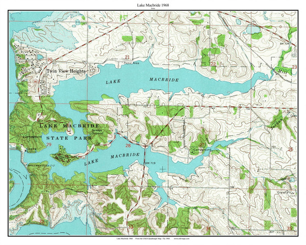 Lake McBride  1968 - Custom USGS Old Topographic Map - Iowa