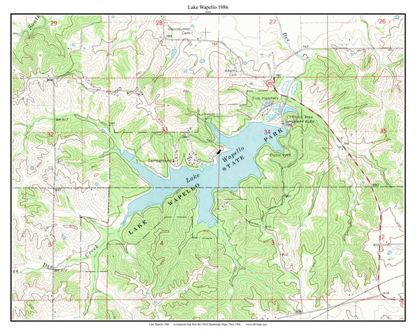 Lake Wapello 1968 - Custom USGS Old Topographic Map - Iowa