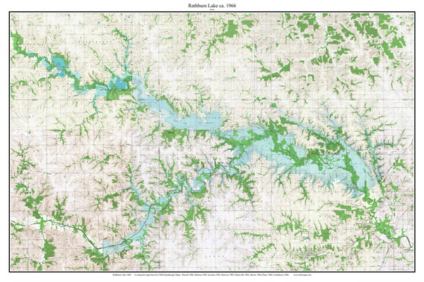 Rathburn Lake 2:3 1966 - Custom USGS Old Topographic Map - Iowa