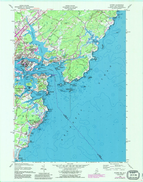 Kittery, Maine 1956 (1989) USGS Old Topo Map Reprint 7x7 ME Quad 808004