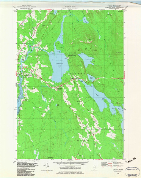 Orland, Maine 1982 (1983) USGS Old Topo Map Reprint 7x7 ME Quad 807002 Orland, Maine 1982 (1983) USGS Old Topo Map Reprint 7x7 ME Quad 807002