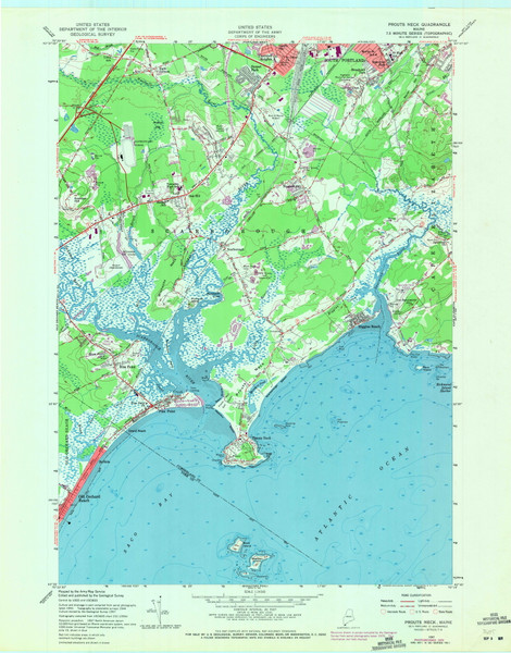 Prouts Neck, Maine 1957 (1971) USGS Old Topo Map Reprint 7x7 ME Quad 807071