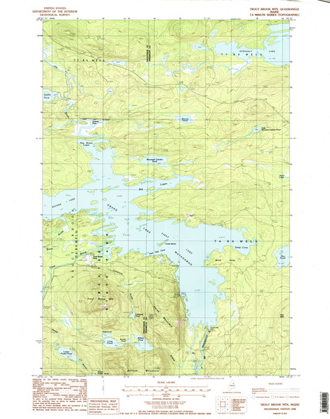 Trout Brook Mountain, Maine 1988 () USGS Old Topo Map Reprint 7x7 ME Quad 103037 Trout Brook Mountain, Maine 1988 () USGS Old Topo Map Reprint 7x7 ME Quad 103037