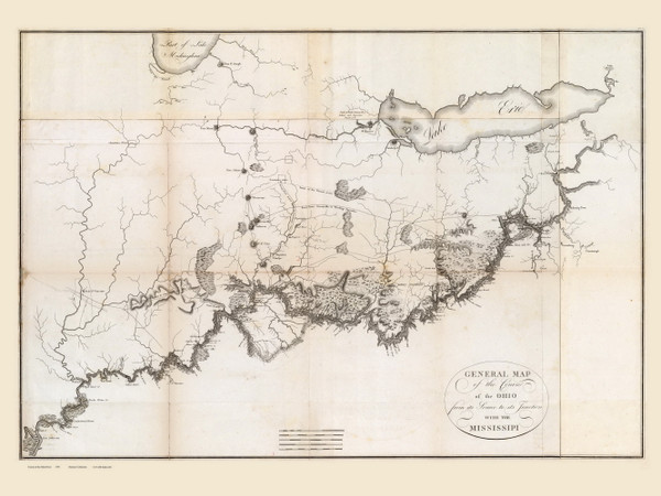 Ohio State 1795 Tardieu - Indian Lands and Villages - One Year after Statehood  - Old State Map Reprint