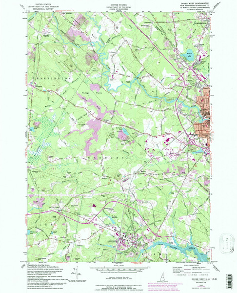 Dover West, New Hampshire 1956 (1994) USGS Old Topo Map Reprint 7x7 NH Quad 329534 Dover West, New Hampshire 1956 (1994) USGS Old Topo Map Reprint 7x7 NH Quad 329534