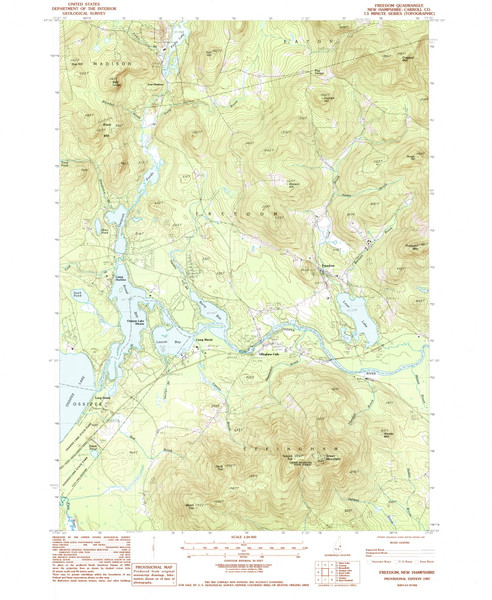 Freedom, New Hampshire 1987 (1987) USGS Old Topo Map Reprint 7x7 NH Quad 329567 Freedom, New Hampshire 1987 (1987) USGS Old Topo Map Reprint 7x7 NH Quad 329567
