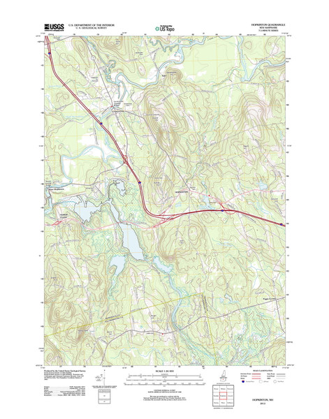 Hopkinton, New Hampshire 2012 () USGS Old Topo Map Reprint 7x7 NH Quad 20120608