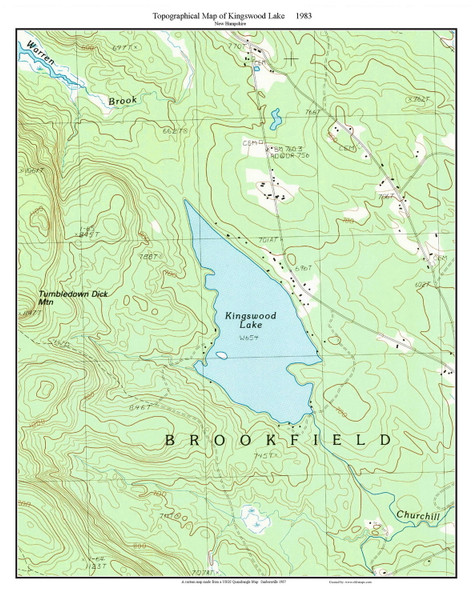 Kingswood Lake 1983 - Custom USGS Old Topo Map - New Hampshire