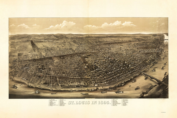 St Louis, Missouri 1895 Bird's Eye View