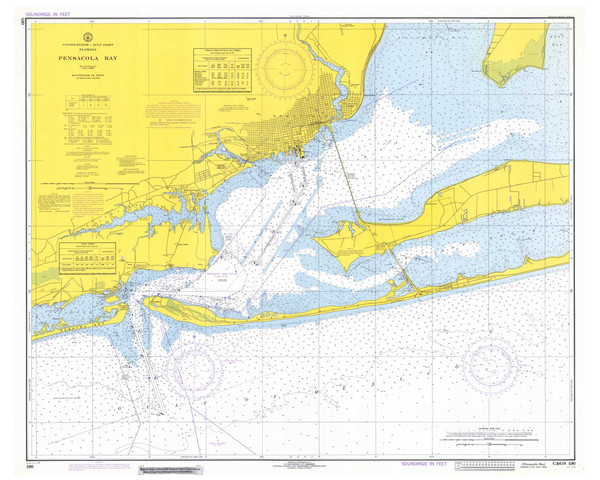 Pensacola Bay 1973 - Old Map Nautical Chart AC Harbors 490 - Florida (Gulf Coast)