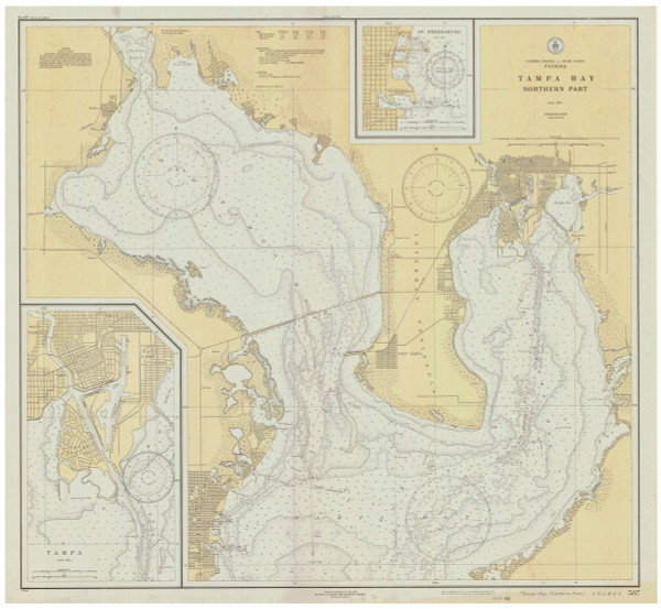 Tampa Bay - Northern Part 1929 - Old Map Nautical Chart AC Harbors 587 - Florida (Gulf Coast) Tampa Bay - Northern Part 1929 - Old Map Nautical Chart AC Harbors 587 - Florida (Gulf Coast)
