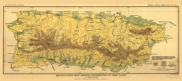 Puerto Rico 1899  - Old State Map Reprint