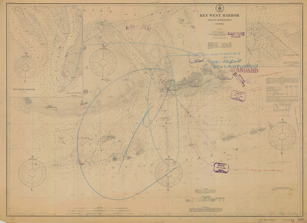 Key West Harbor and Approaches 1904 - Old Map Nautical Chart AC Harbors 469 - Florida (East Coast)