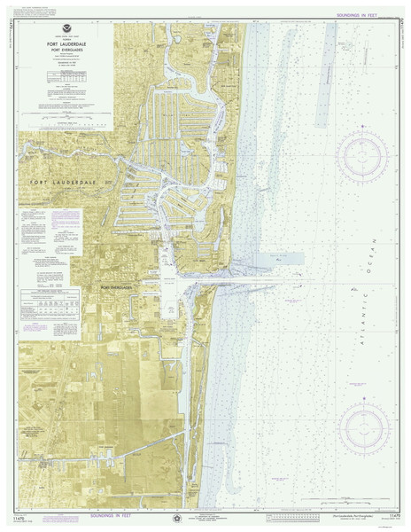 Fort Lauderdale and Port Everglades 1975 - Old Map Nautical Chart AC Harbors 546-11470 - Florida (East Coast)