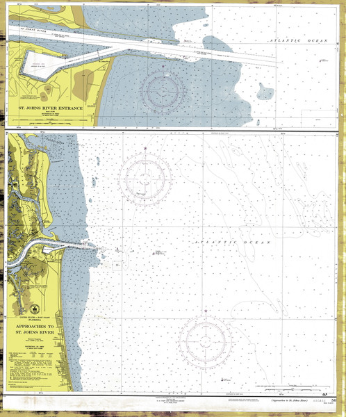 St Johns River and Approaches 1953 - Old Map Nautical Chart AC Harbors 569-11490 - Florida (East Coast) St Johns River and Approaches 1953 - Old Map Nautical Chart AC Harbors 569-11490 - Florida (East Coast)