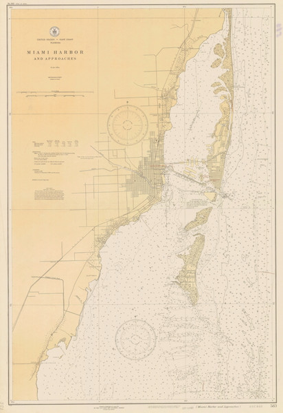 Miami Harbor and Approaches 1927B - Old Map Nautical Chart AC Harbors 583 - Florida (East Coast)
