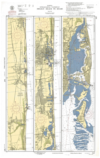 West Palm Beach to Miami 1951A - Old Map Nautical Chart AC Harbors 847 - Florida (East Coast)