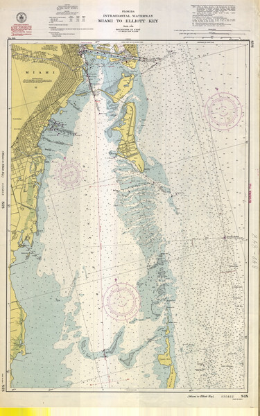 Miami to Elliott Key 1951B - Old Map Nautical Chart AC Harbors 848-11465 - Florida (East Coast)