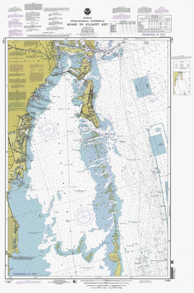 Miami to Elliott Key 1998 - Old Map Nautical Chart AC Harbors 848-11465 - Florida (East Coast)