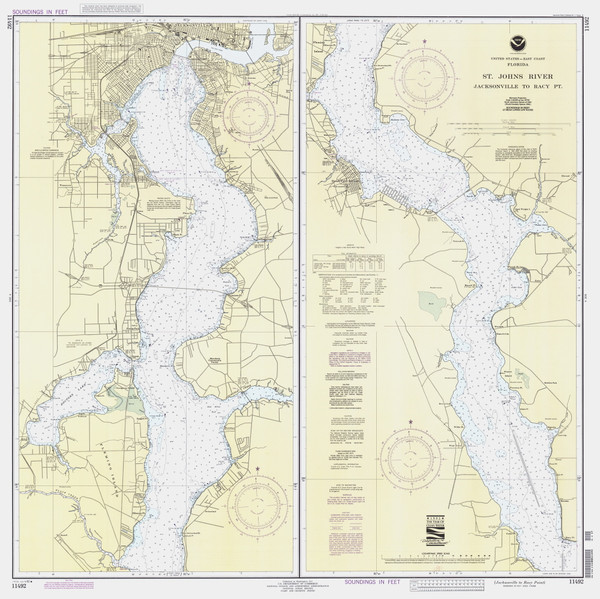 St Johns River - Jacksonville to Racy Point 1992B - Old Map Nautical Chart AC Harbors 11492 - Florida (East Coast)